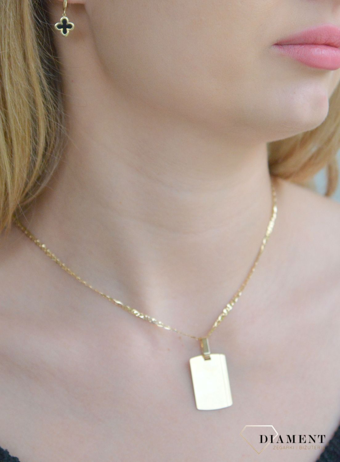 Złota zawieszka 585 blaszka Nieśmiertelnik do graweru ZA 6211C.jpg